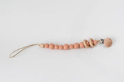 Blush Silicone Bead & Wood Ring Pacifier Clip