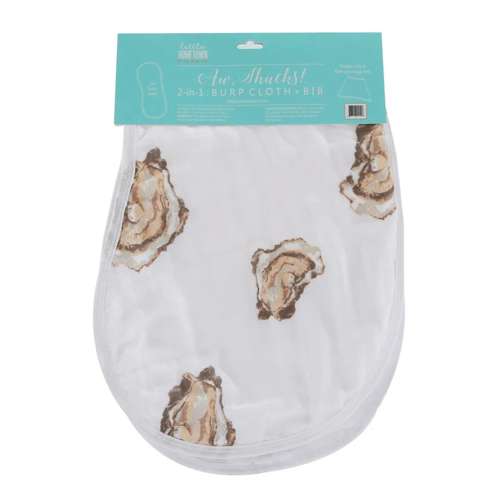 Aw Shucks! Oyster Baby Gift Set: Muslin Swaddle & Bib