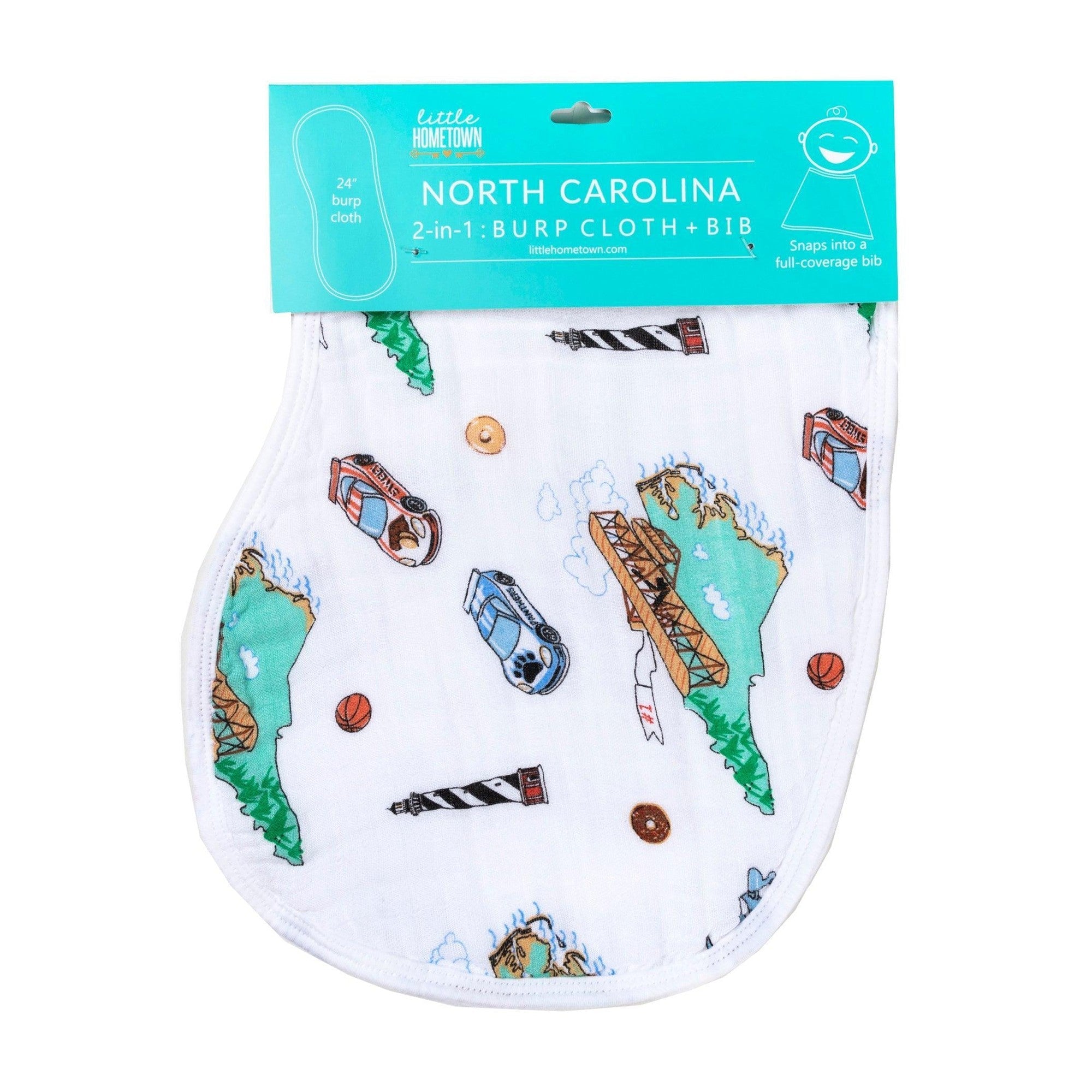North Carolina Newborn Gift Set: Muslin Swaddle & Bib