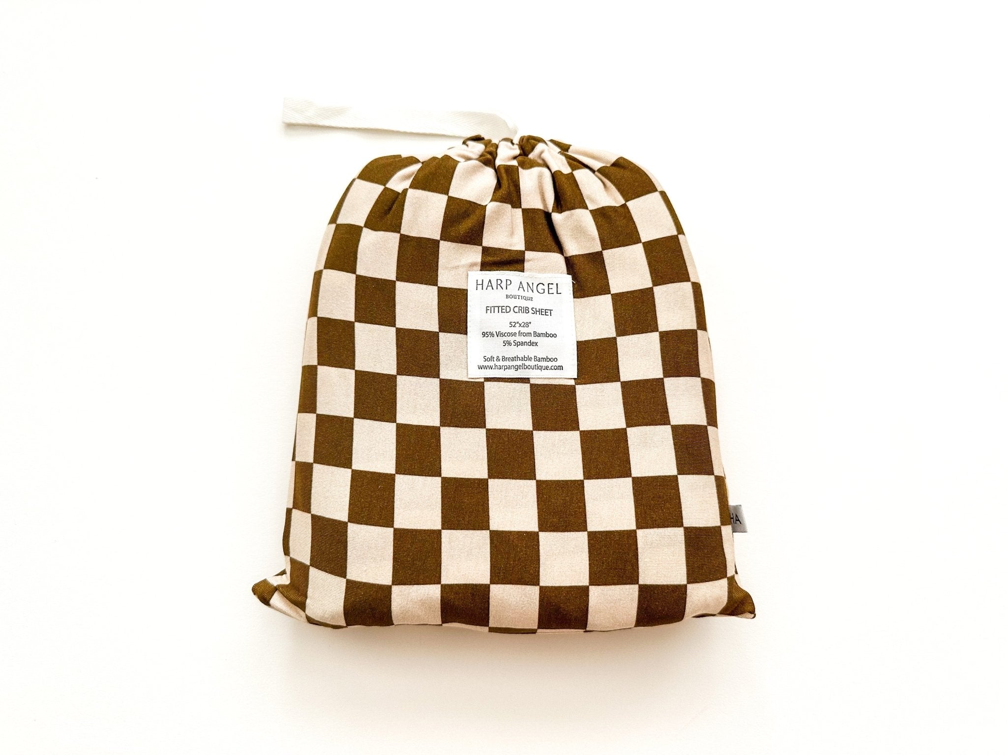 Toffee Checkered Bamboo Crib Sheet