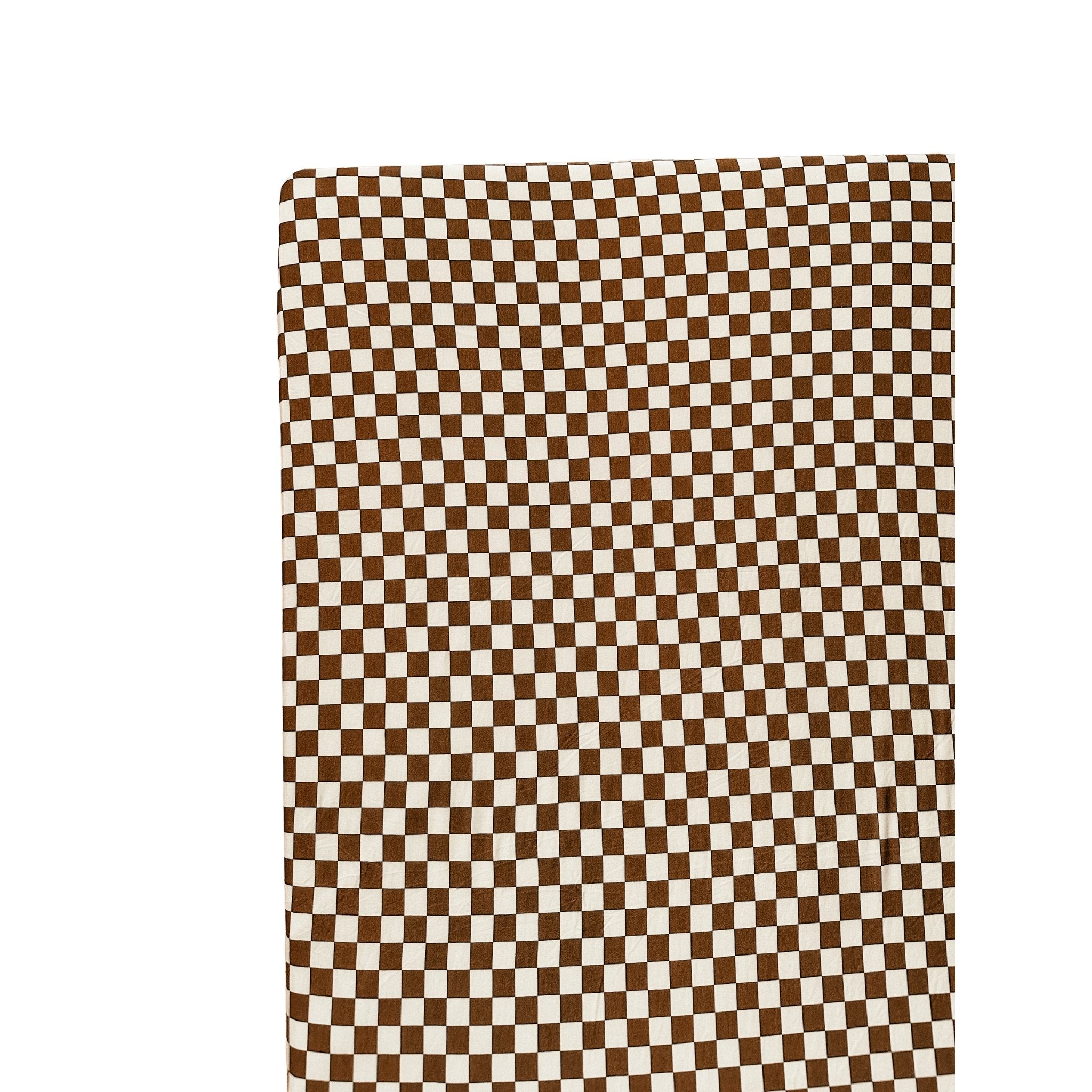 Toffee Checkered Bamboo Crib Sheet