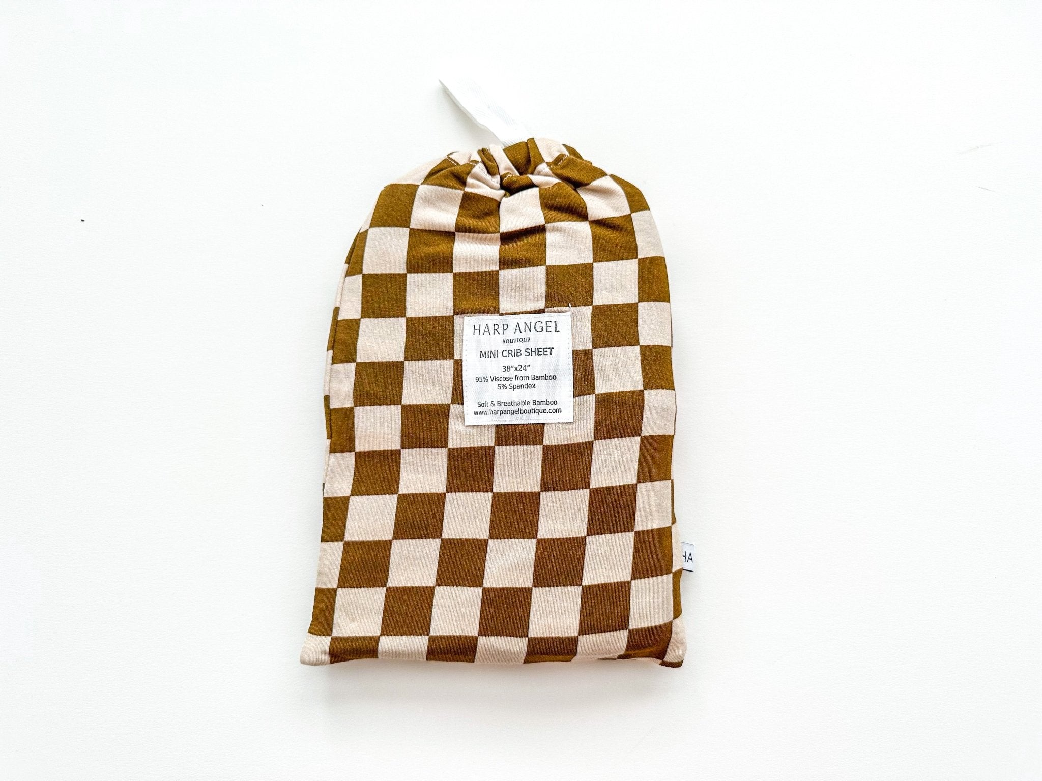 Toffee Checkered Bamboo Crib Sheet