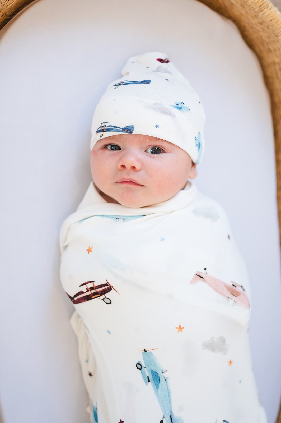 Vintage Airplane Bamboo Stretch Swaddle Blanket