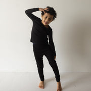 Bamboo Two Piece Pajamas | Ribbed Black