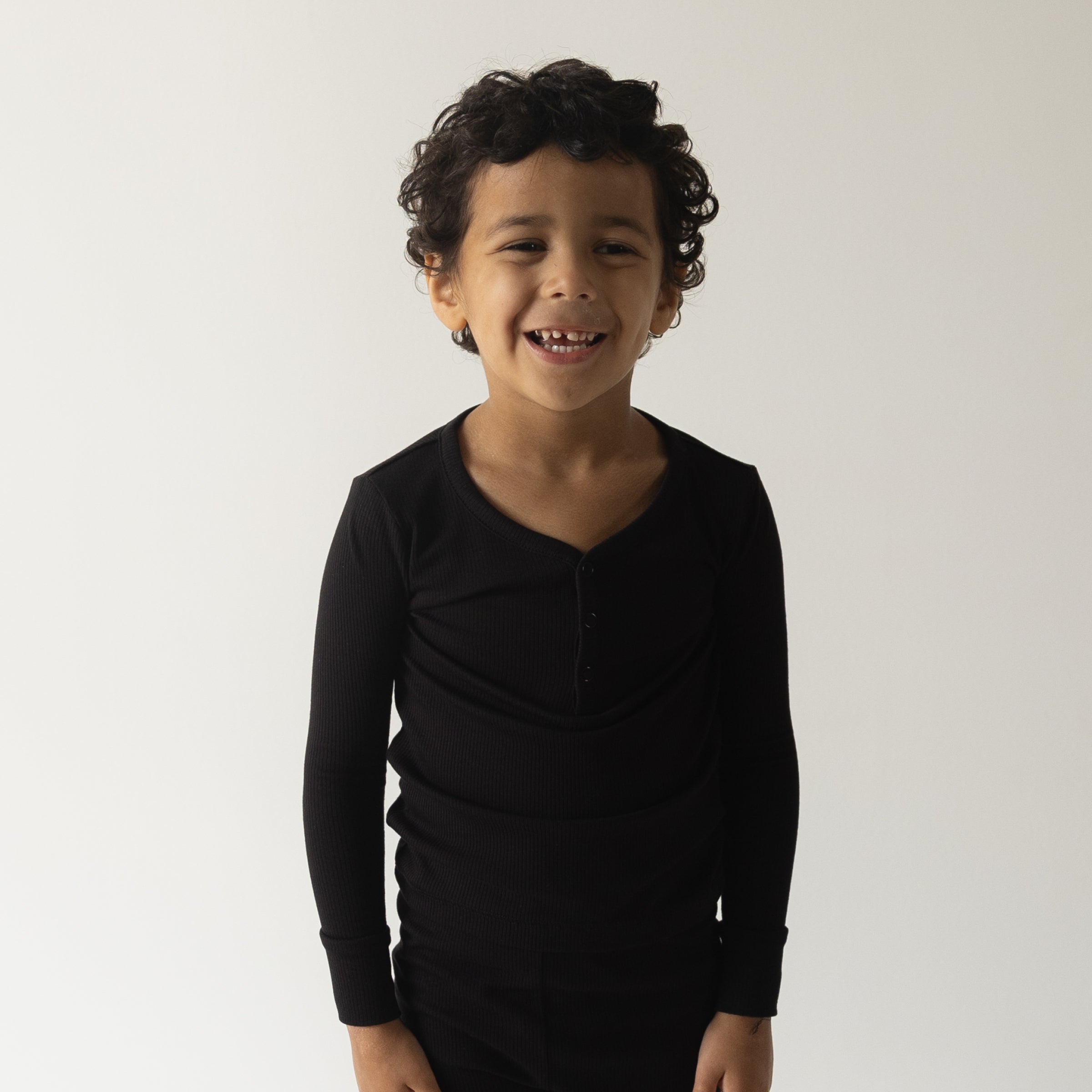 Bamboo Two Piece Pajamas | Ribbed Black