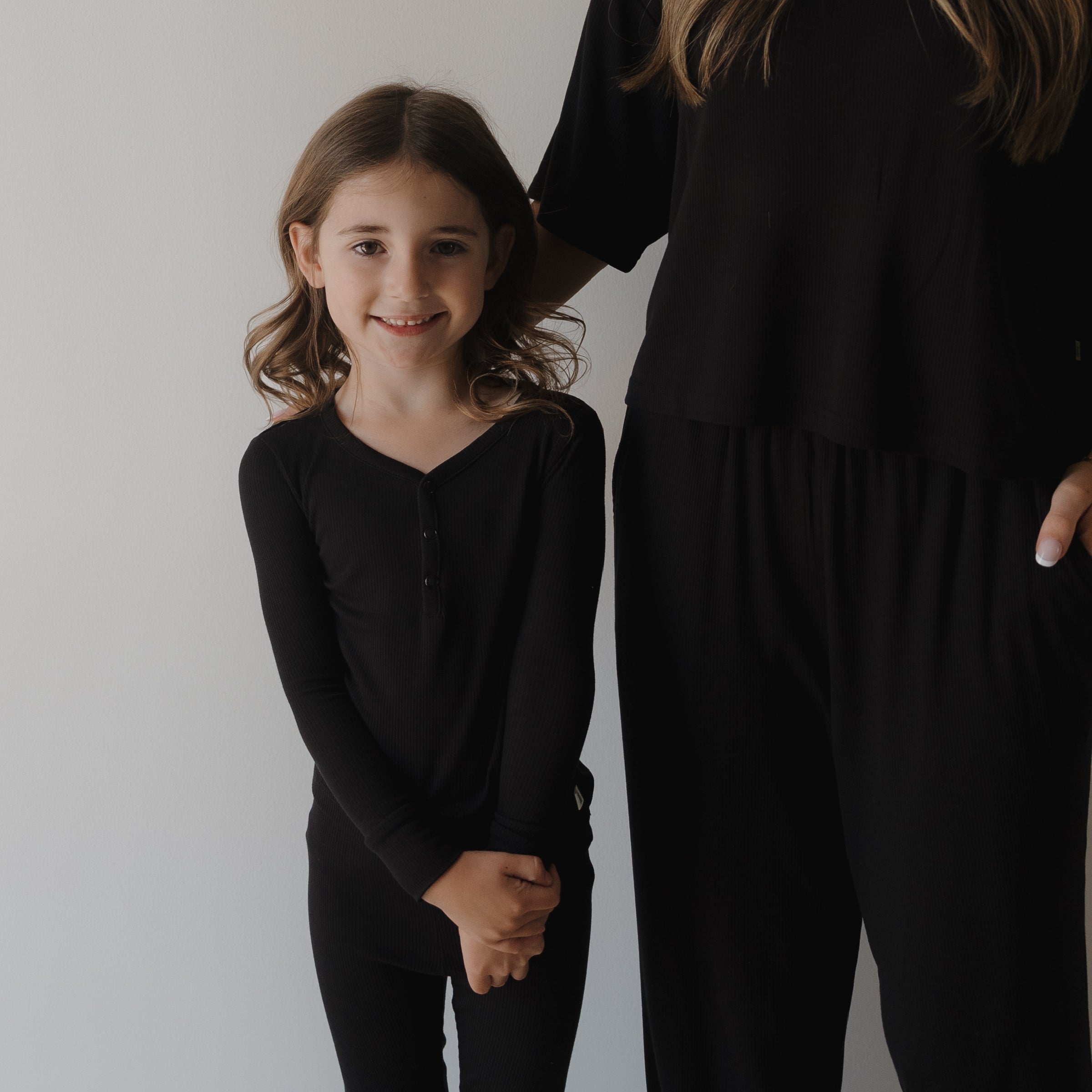 Bamboo Two Piece Pajamas | Ribbed Black