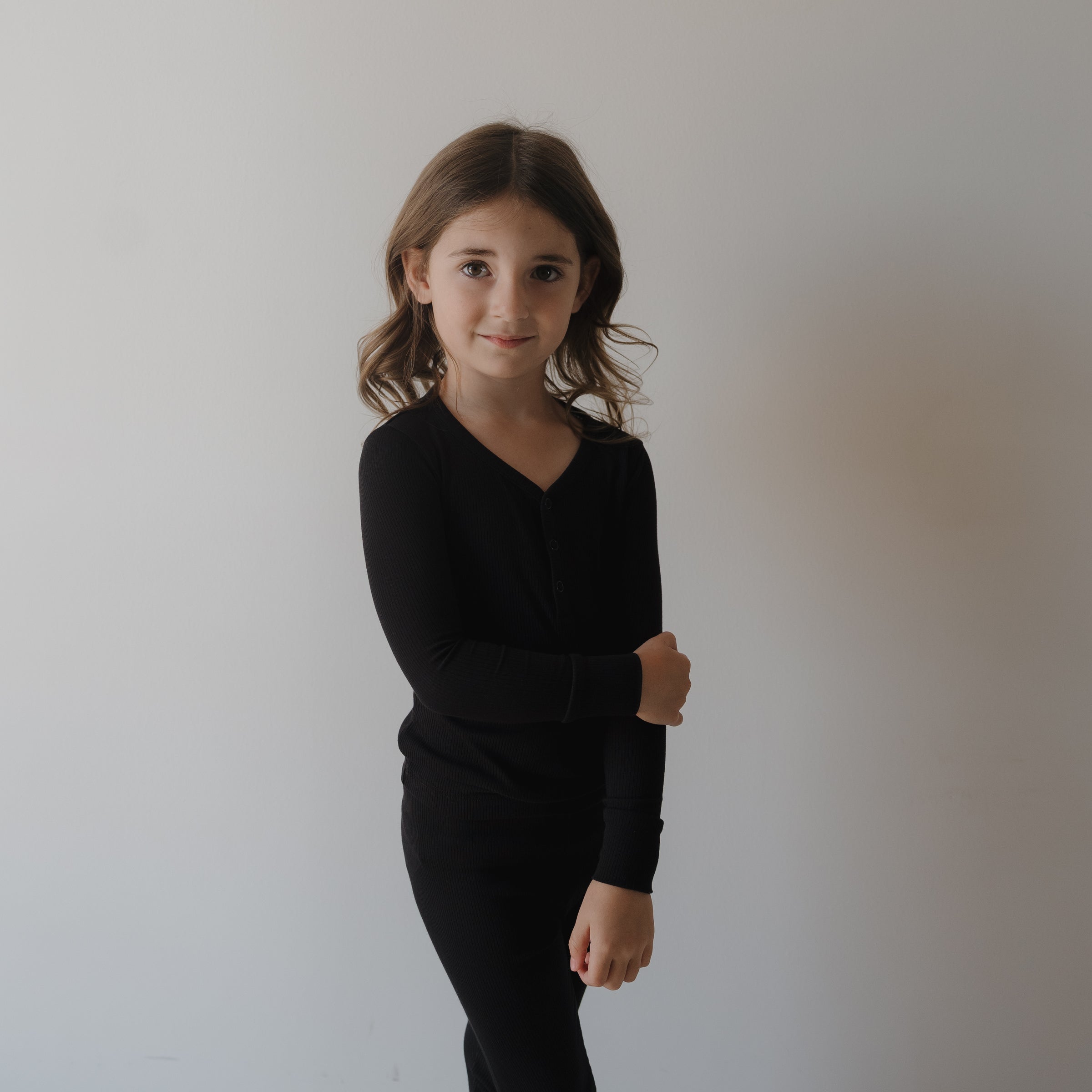 Bamboo Two Piece Pajamas | Ribbed Black