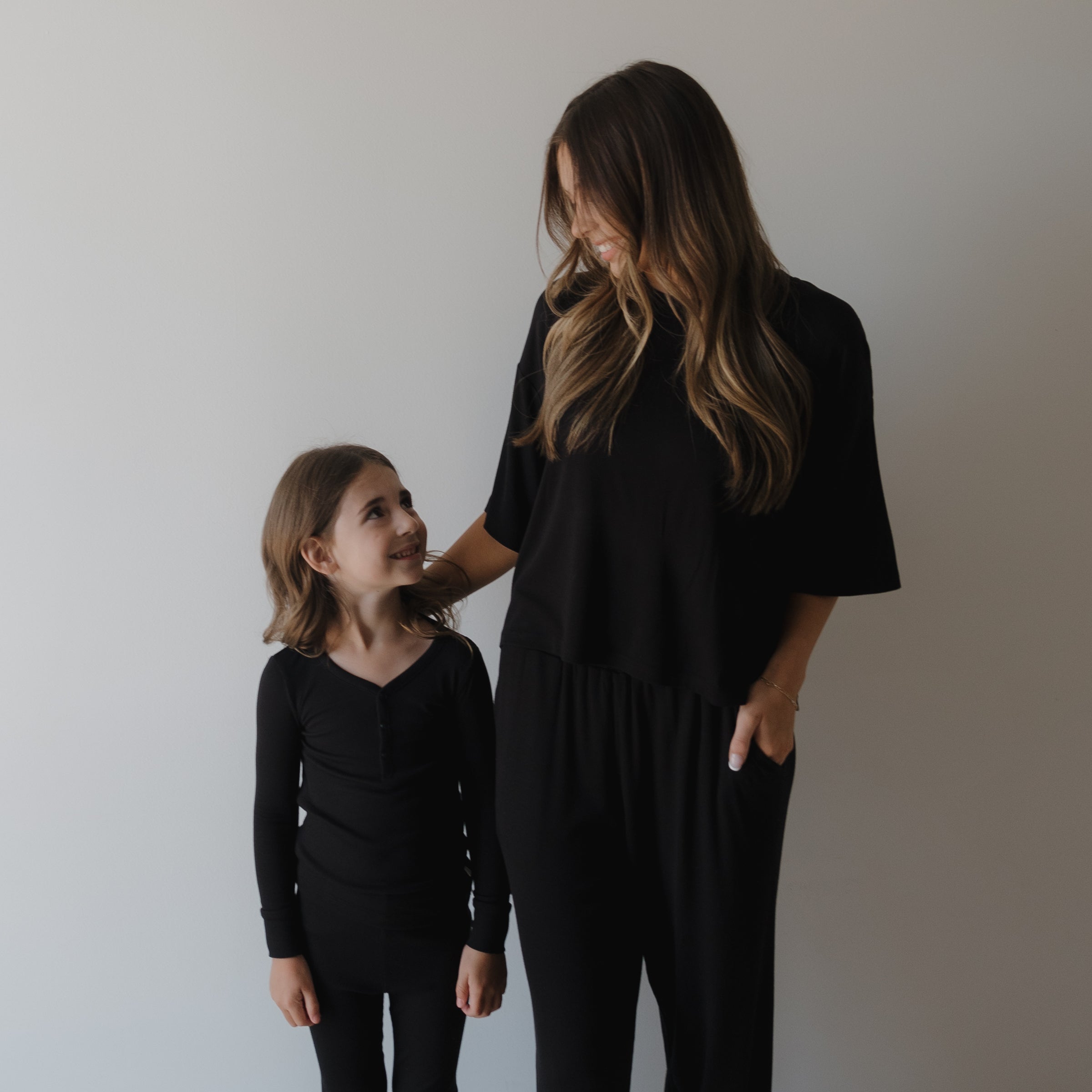 Bamboo Two Piece Pajamas | Ribbed Black