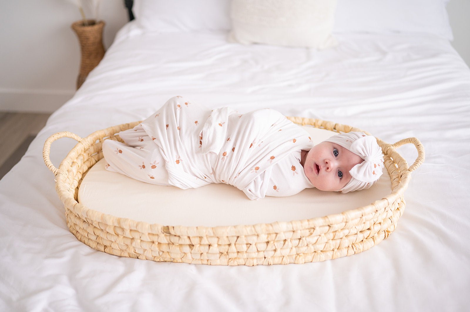 Fleur Ribbed Bow Turban Baby Hat