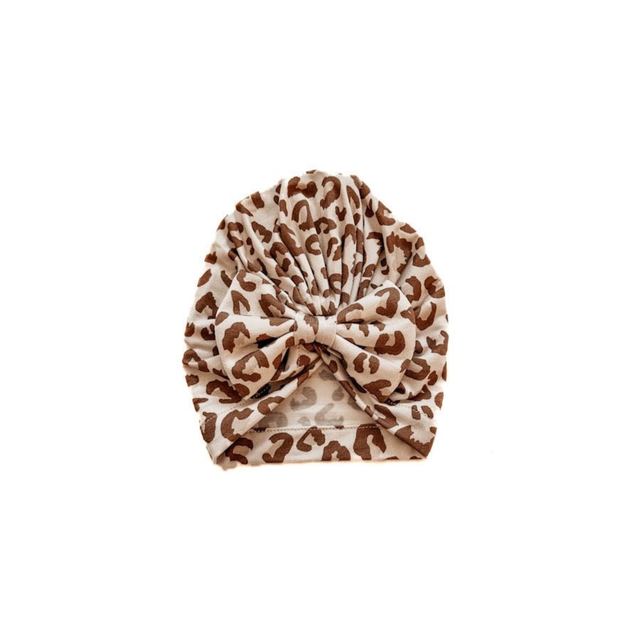 Leopard Baby Bow Hat Bamboo Soft Newborn Girl