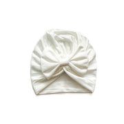 Solid White Bamboo Baby Bow Hat