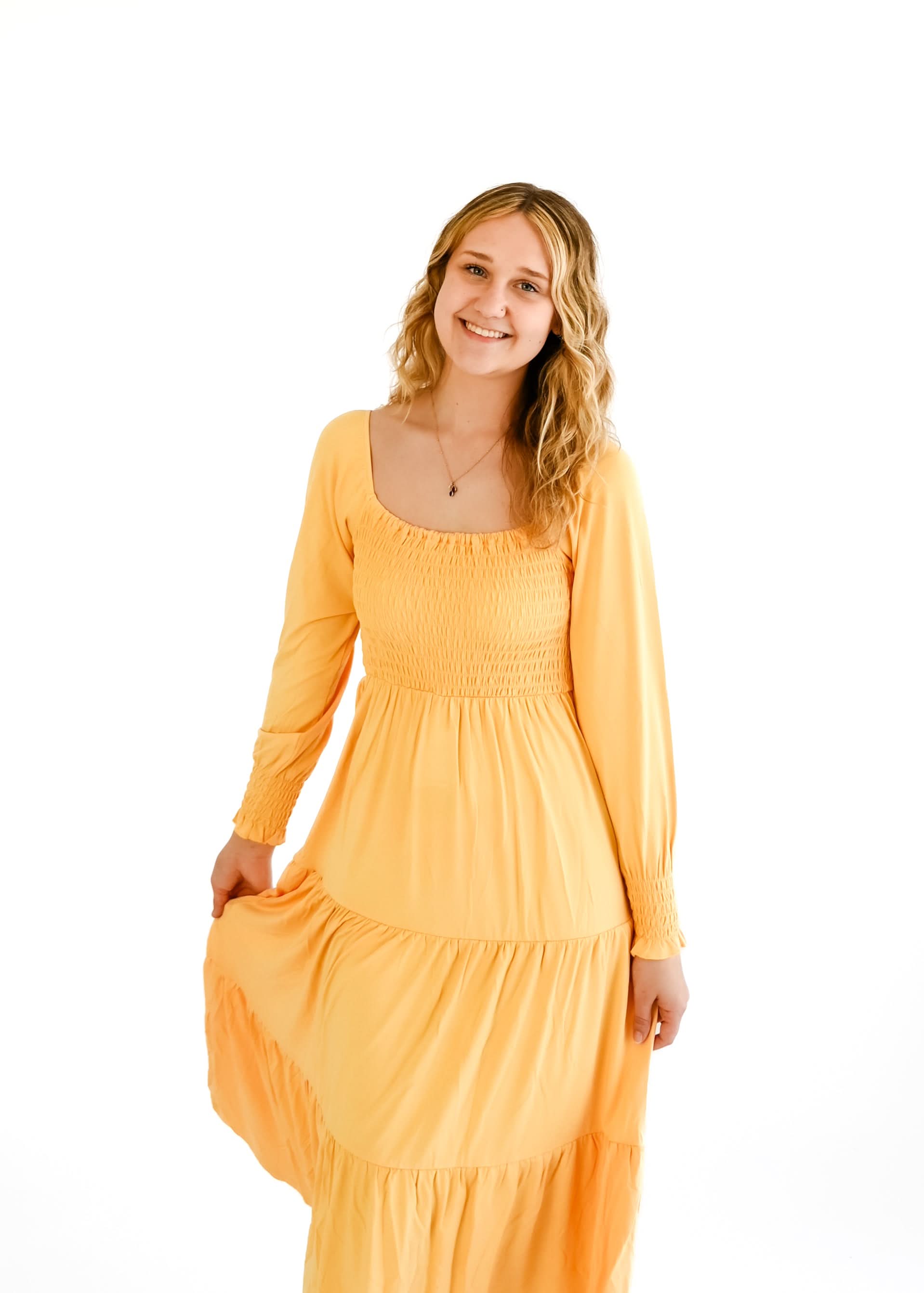 Papaya | Adult Long Sleeve Smocked Dress