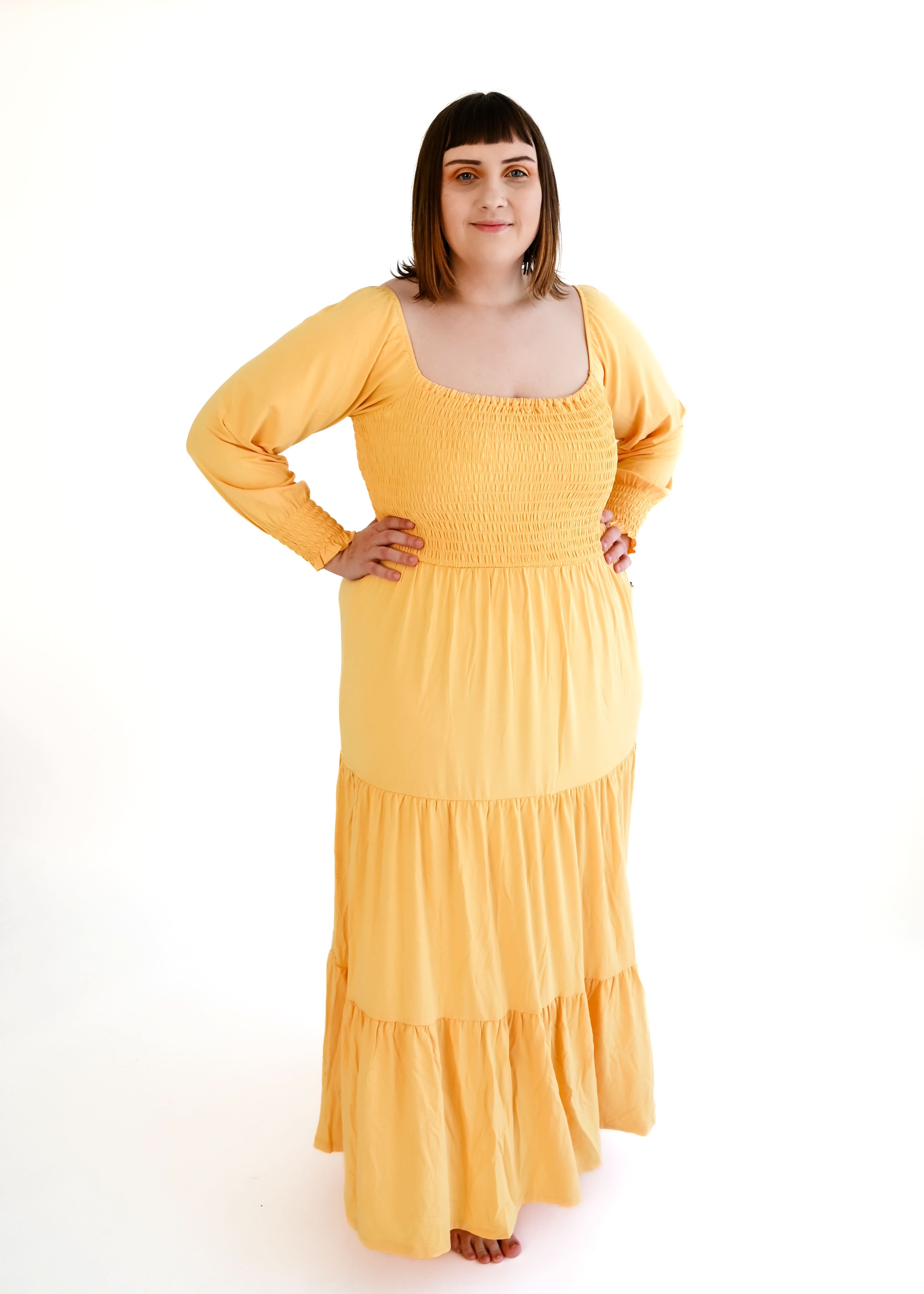 Papaya | Adult Long Sleeve Smocked Dress