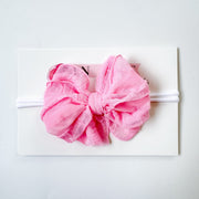 Skinny Mini Ruffled Headband- Bubblegum