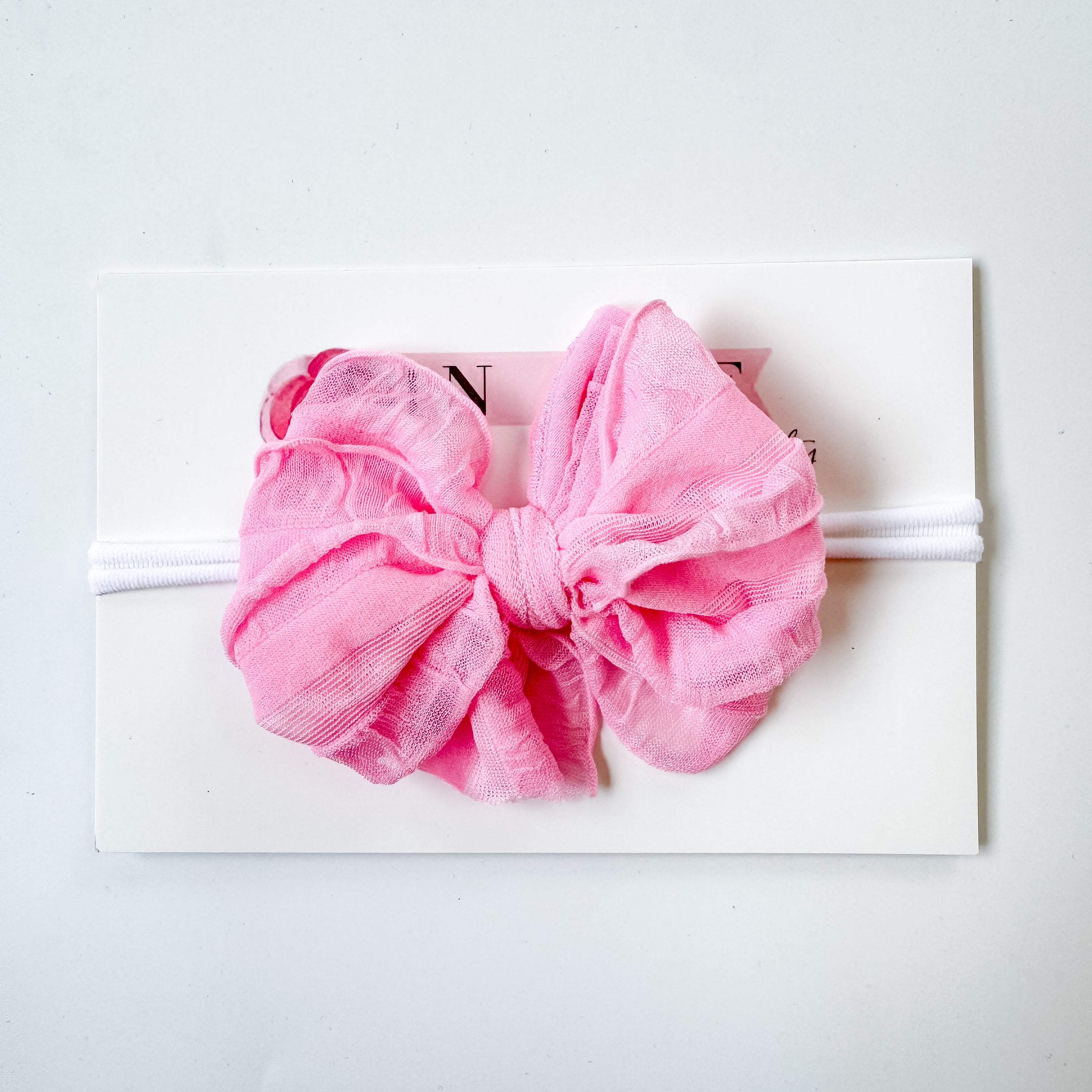 Skinny Mini Ruffled Headband- Bubblegum