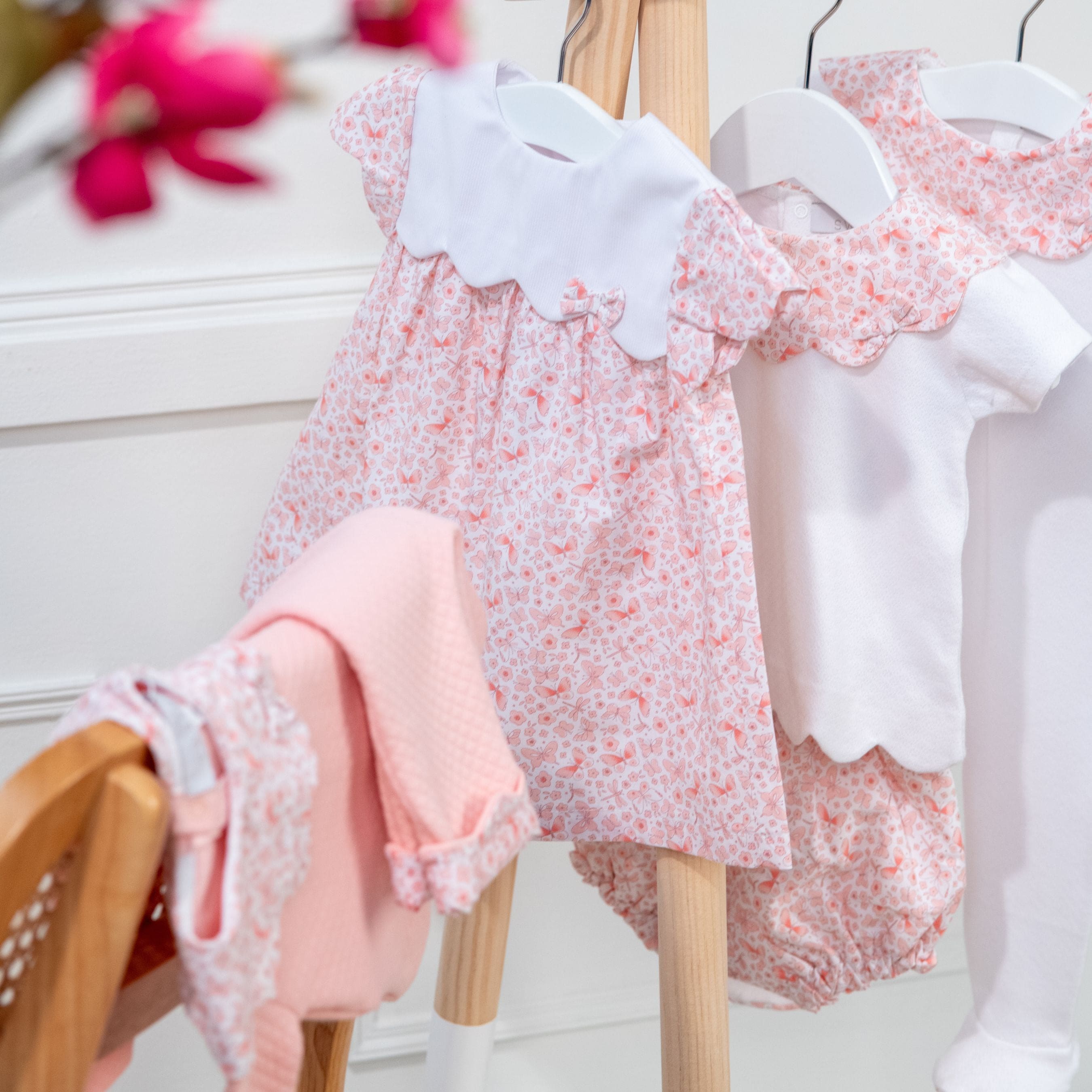 BUTTERFLY | Girls Pink Cotton Scalloped Shortie Set