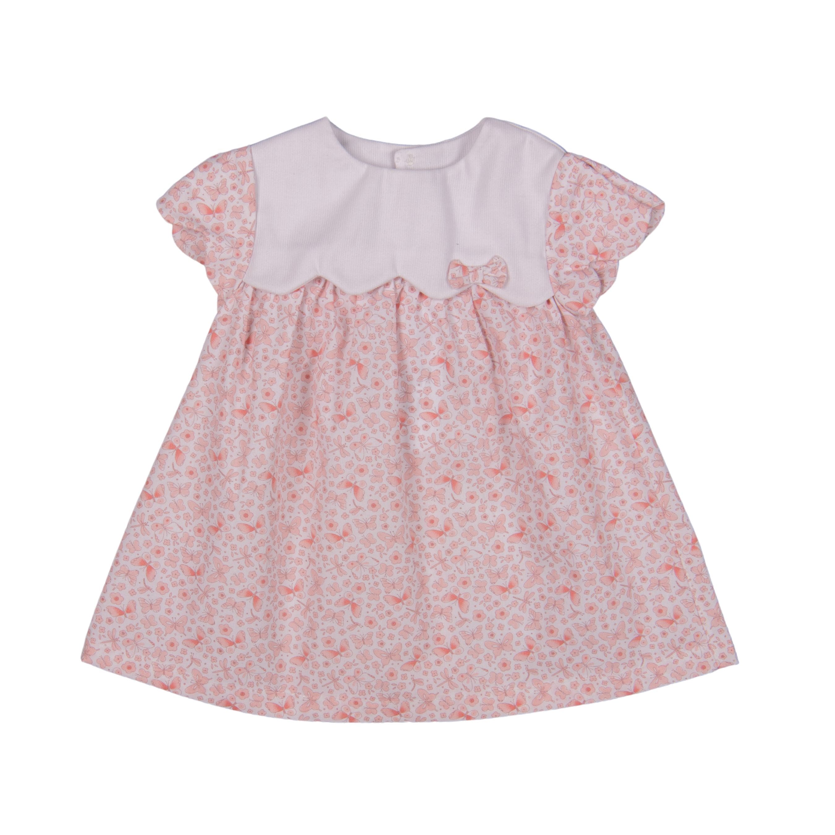 BUTTERFLY | Girls Pink Cotton Dress & Bloomer Set