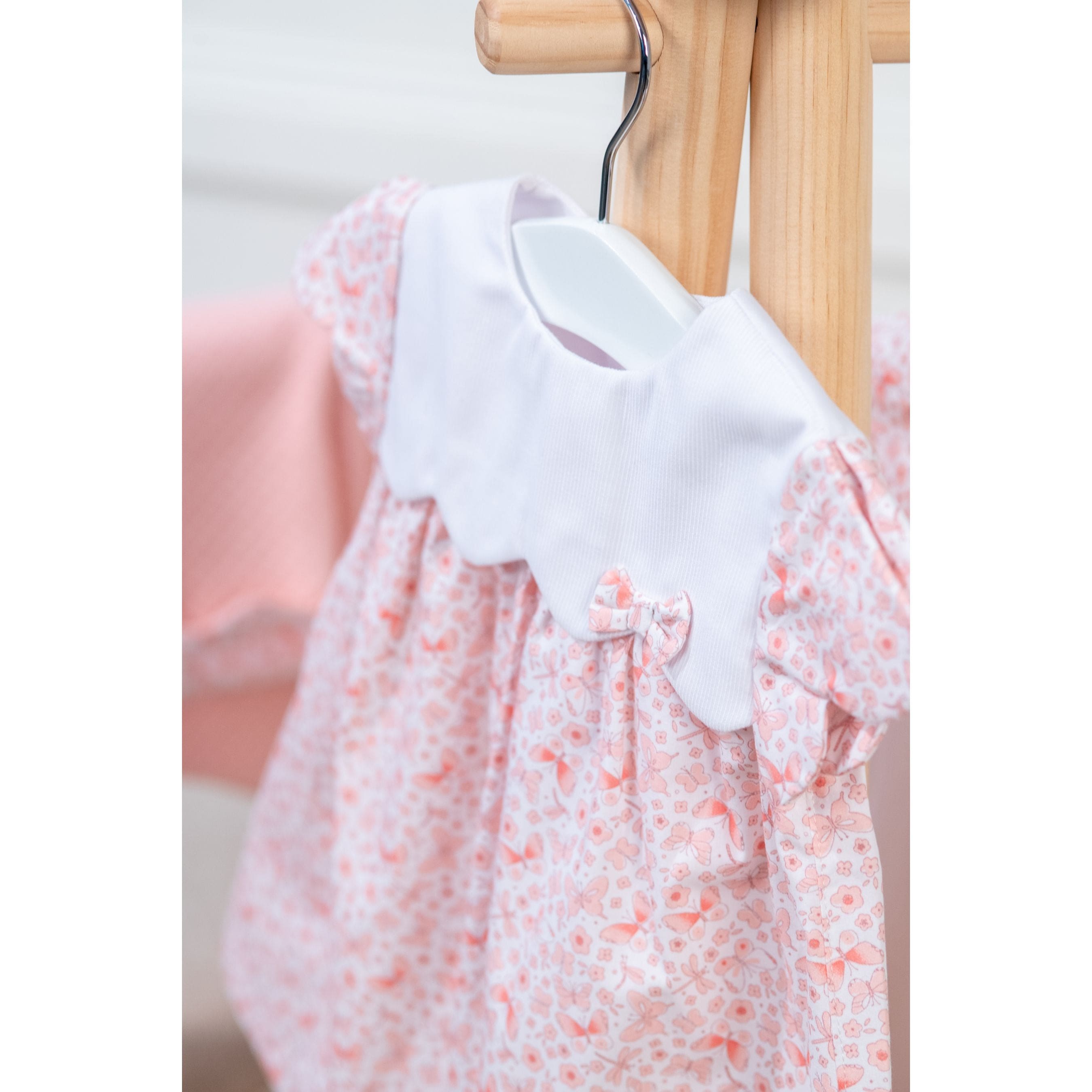 BUTTERFLY | Girls Pink Cotton Dress & Bloomer Set
