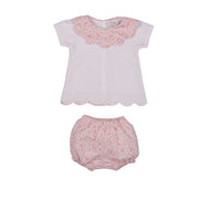 BUTTERFLY | Girls Pink Cotton Scalloped Shortie Set