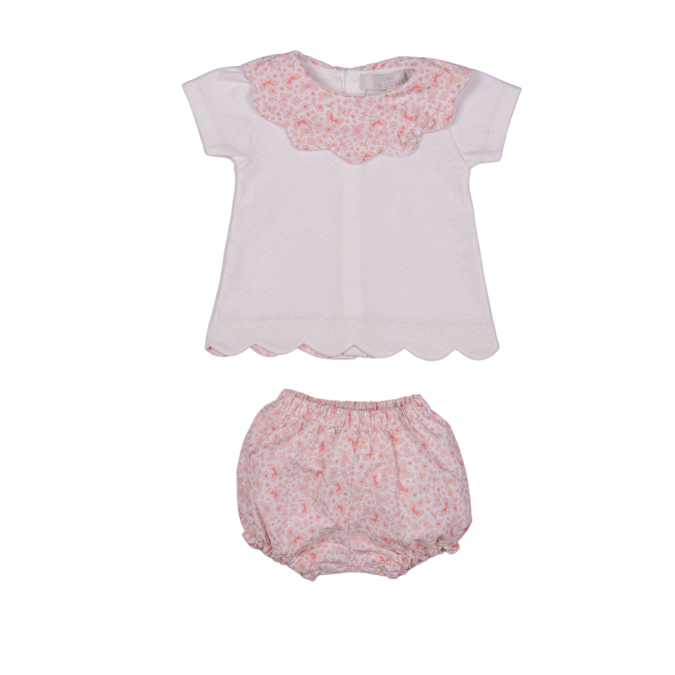 BUTTERFLY | Girls Pink Cotton Scalloped Shortie Set
