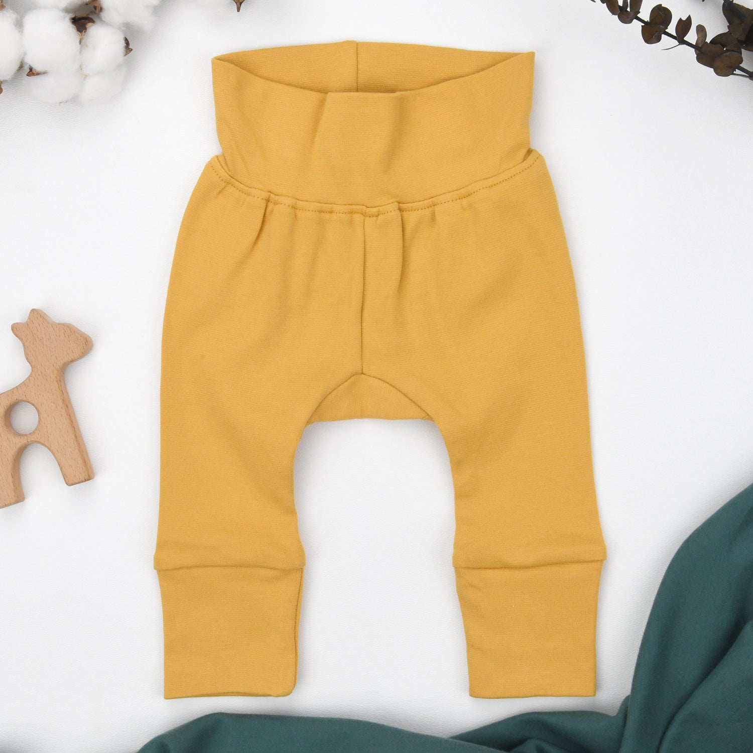 Organic Cotton High Waist Baby Pants, Butterscotch