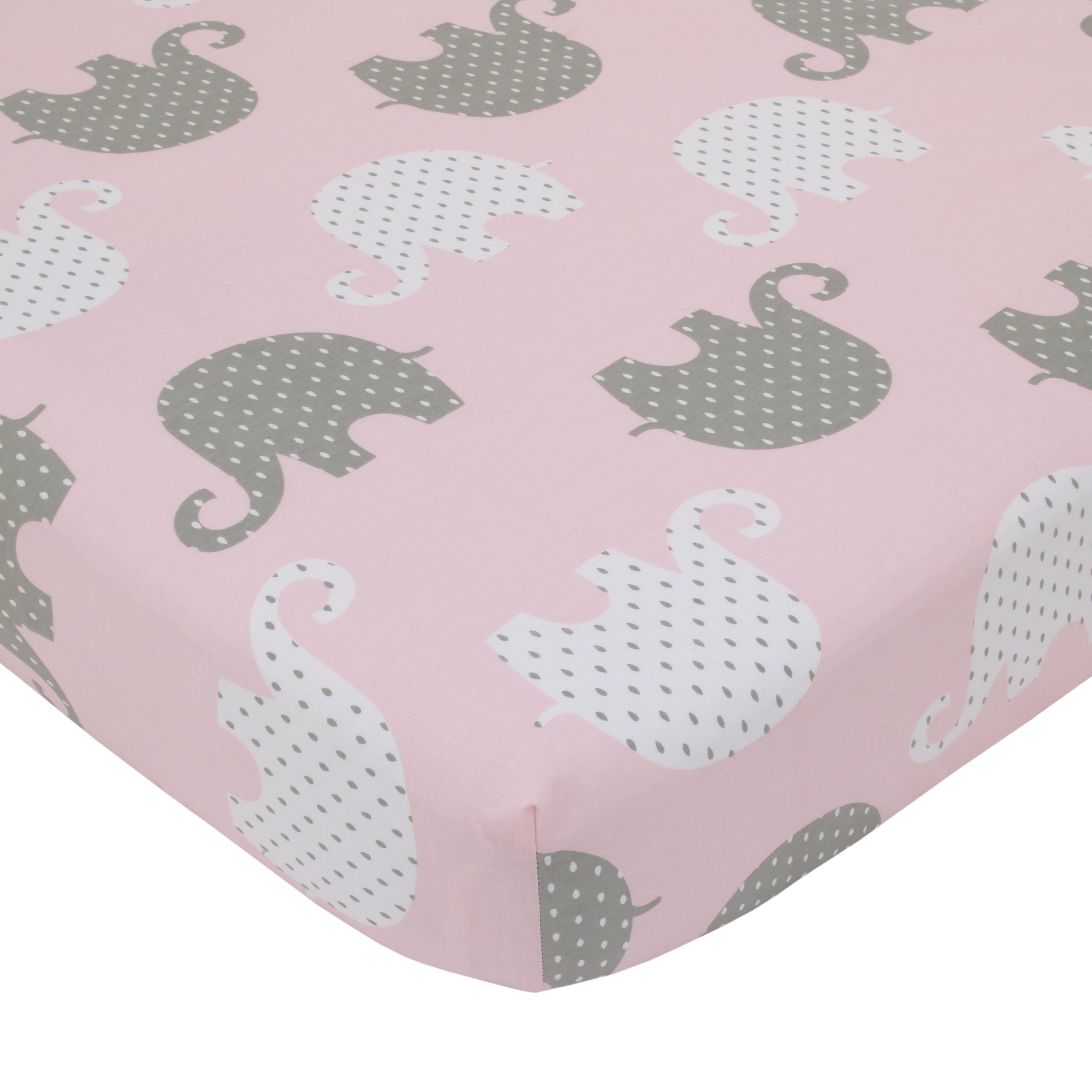 NoJo The Dreamer Pink and Grey Elephant 8 Piece Nursery Crib Bedding Set