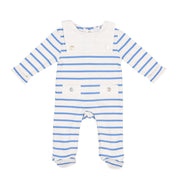 CALVIN | Boys White & Blue Striped Organic Cotton All-in-One