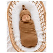 Caramel Ribbed Bamboo Stretch Swaddle Blanket