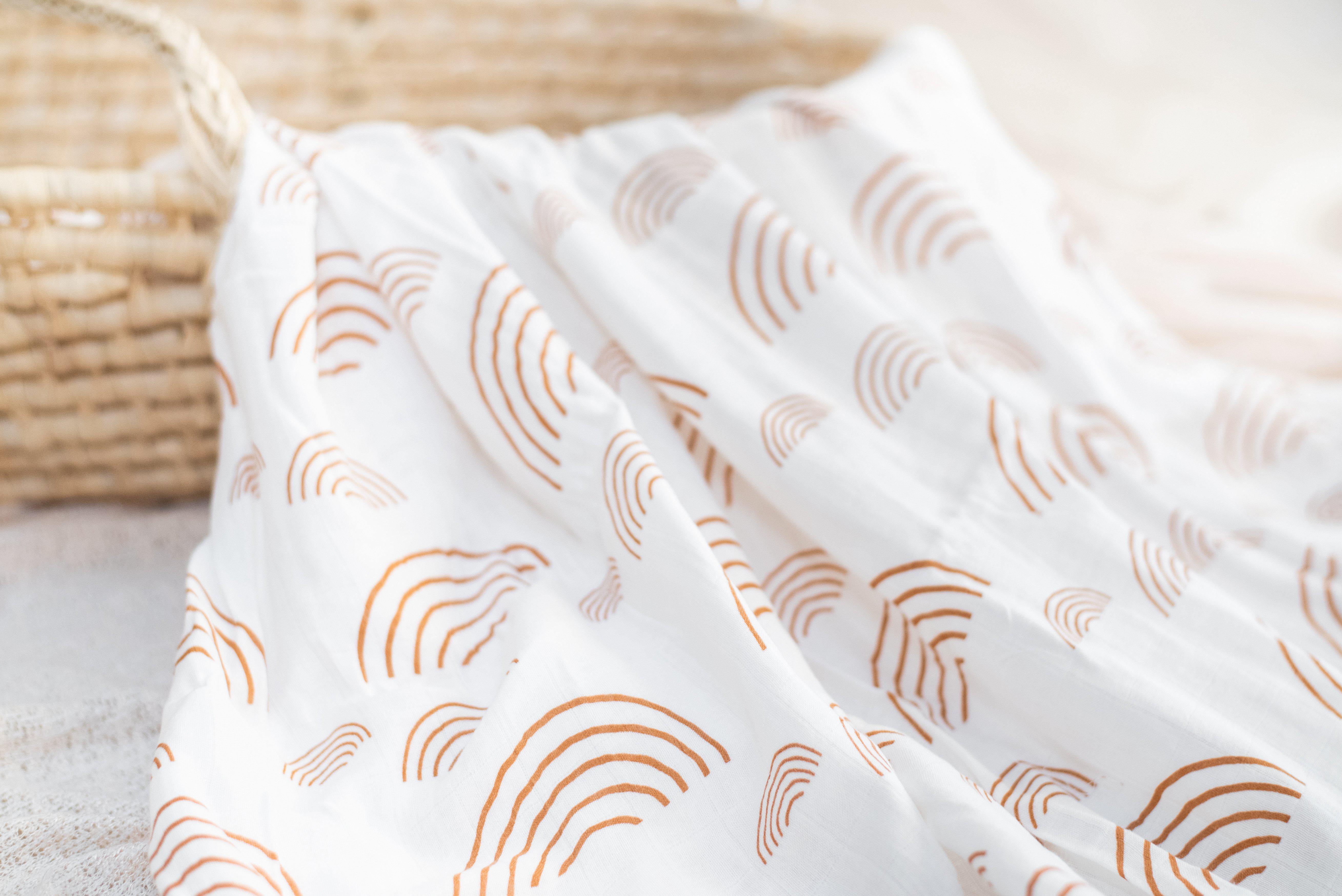 Caramel Rainbow Muslin Swaddle Blanket