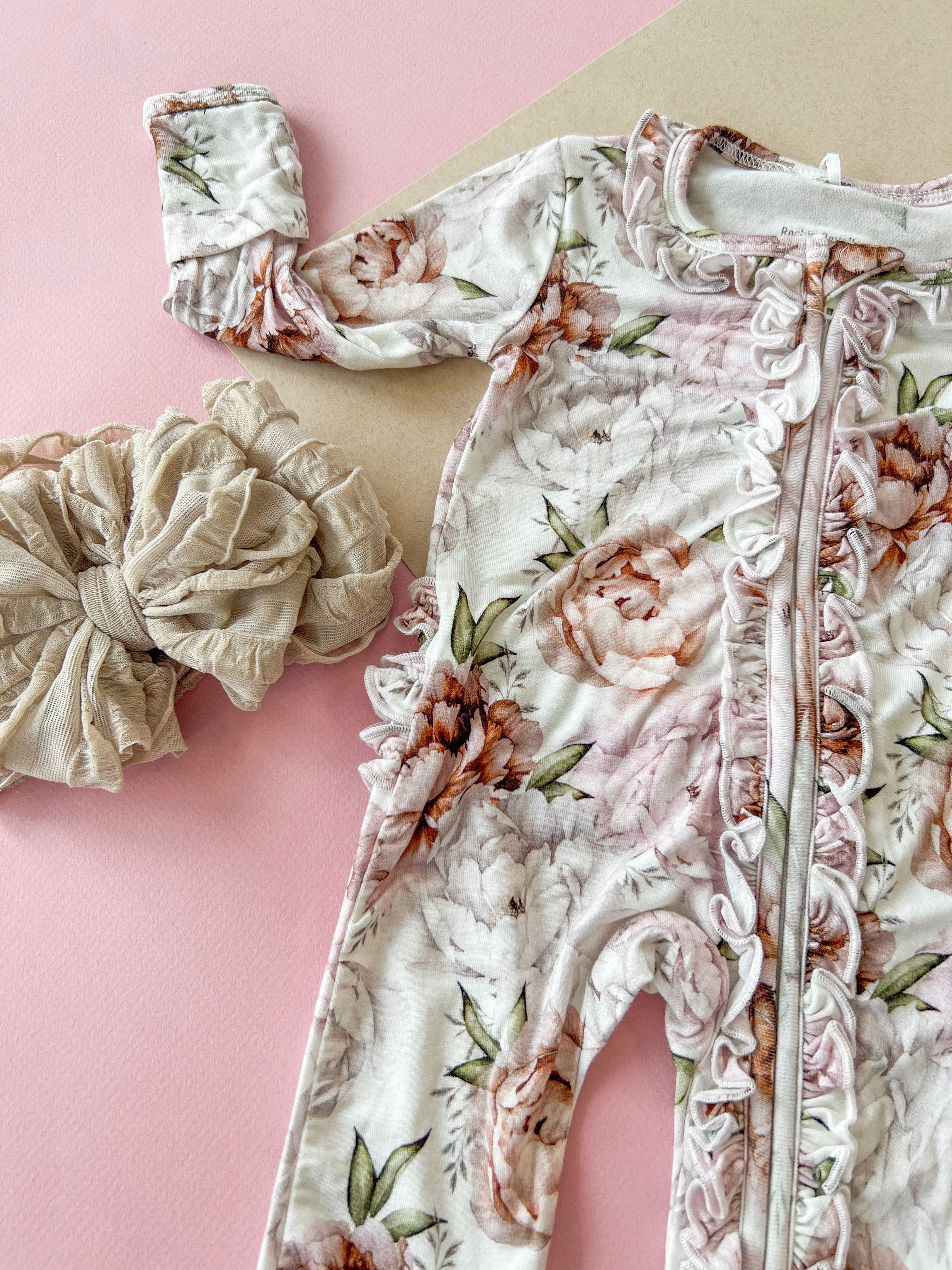 Floral Dreams | Convertible Ruffle Bamboo Zip Romper