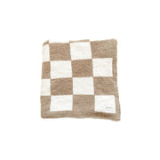 Taupe Checker Plush Baby Blanket | Soft & Cozy