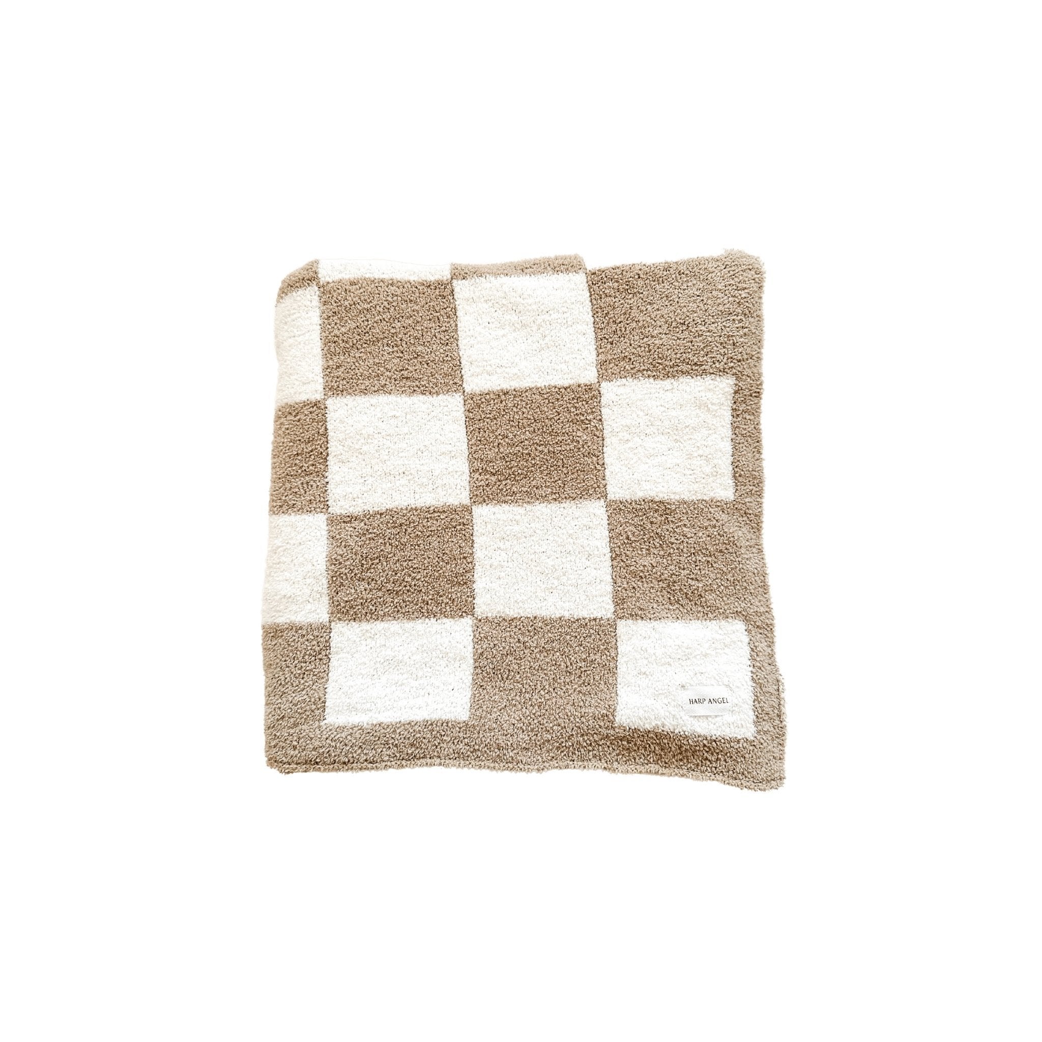 Taupe Checker Plush Baby Blanket | Soft & Cozy
