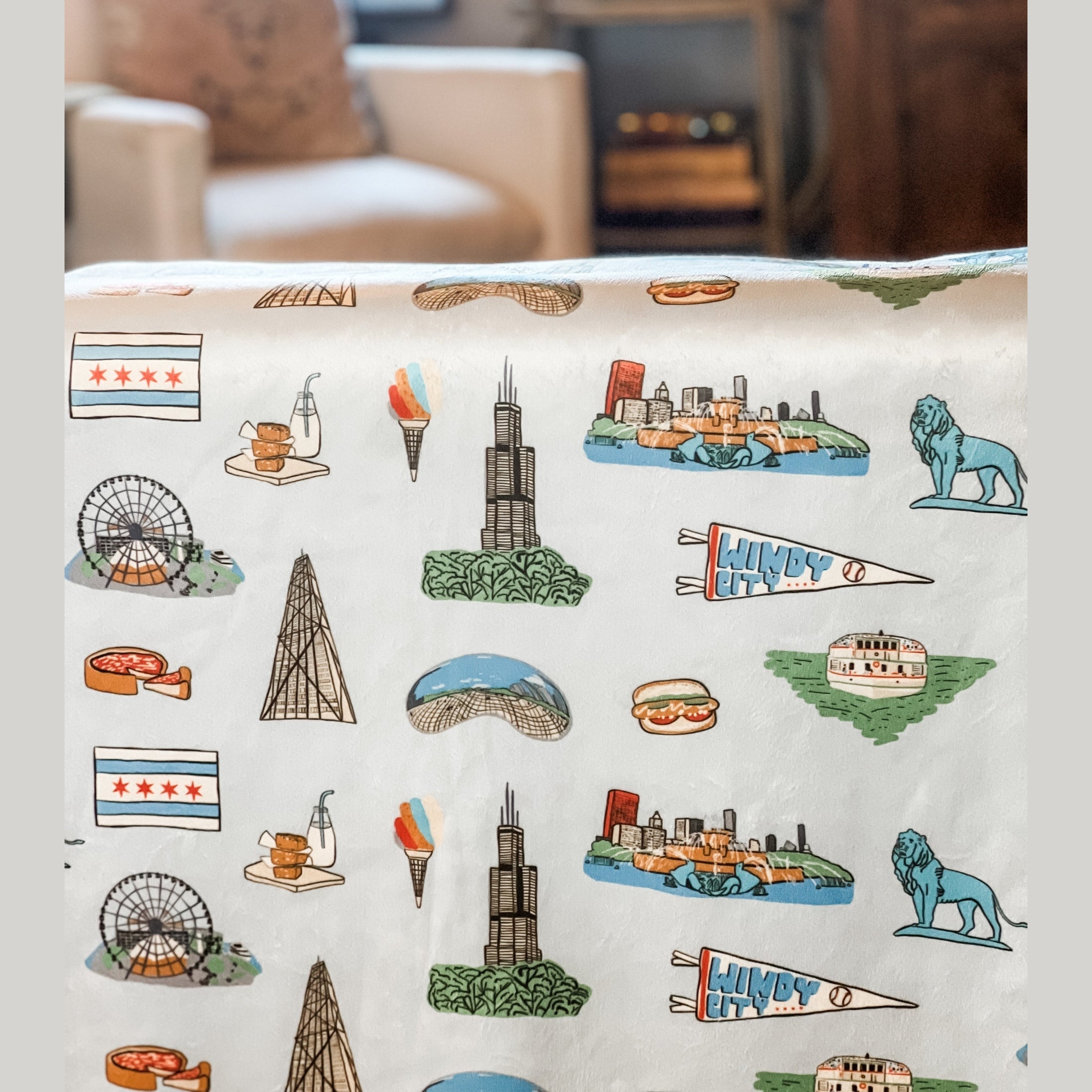 Chicago Plush Throw Blanket 60x80 Nostalgic Hometown Keepsake