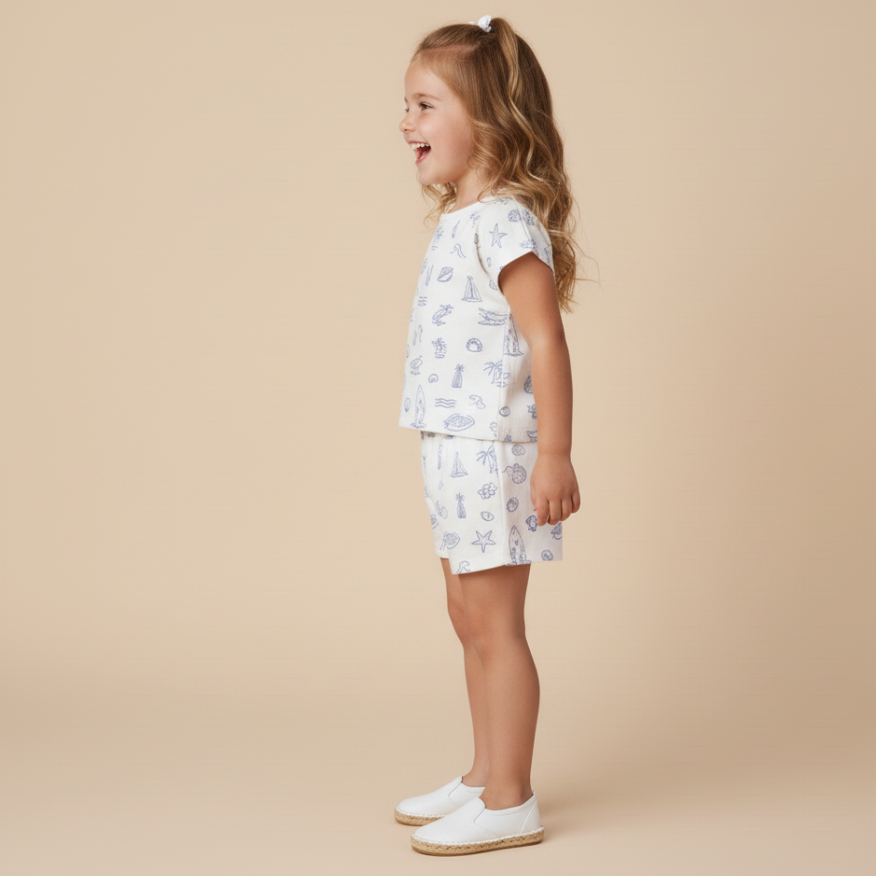 Organic Drop Shoulder Tee & Shorts Set - Coastal