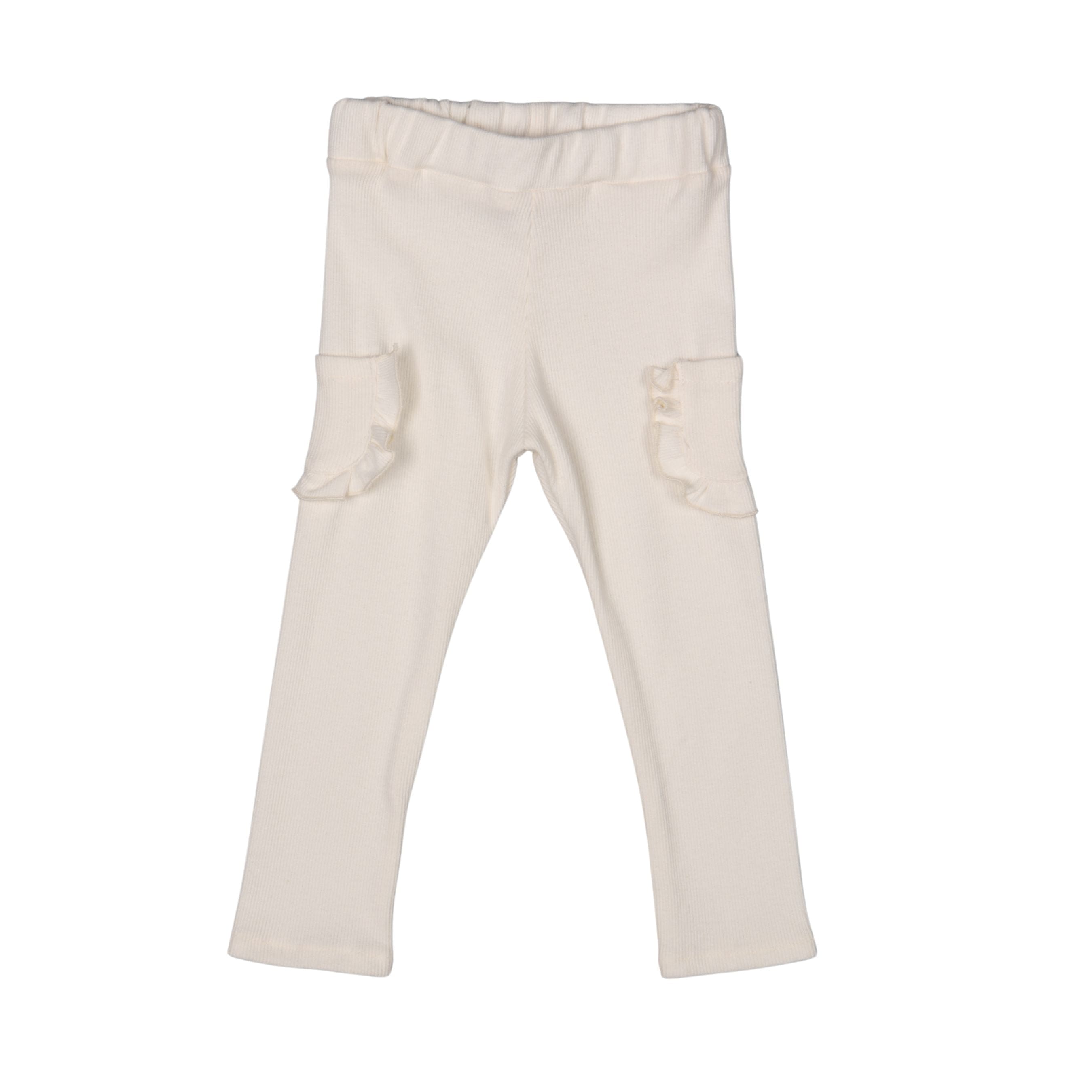 COLEEN | Girls Ivory Ribbed Jersey Leggings