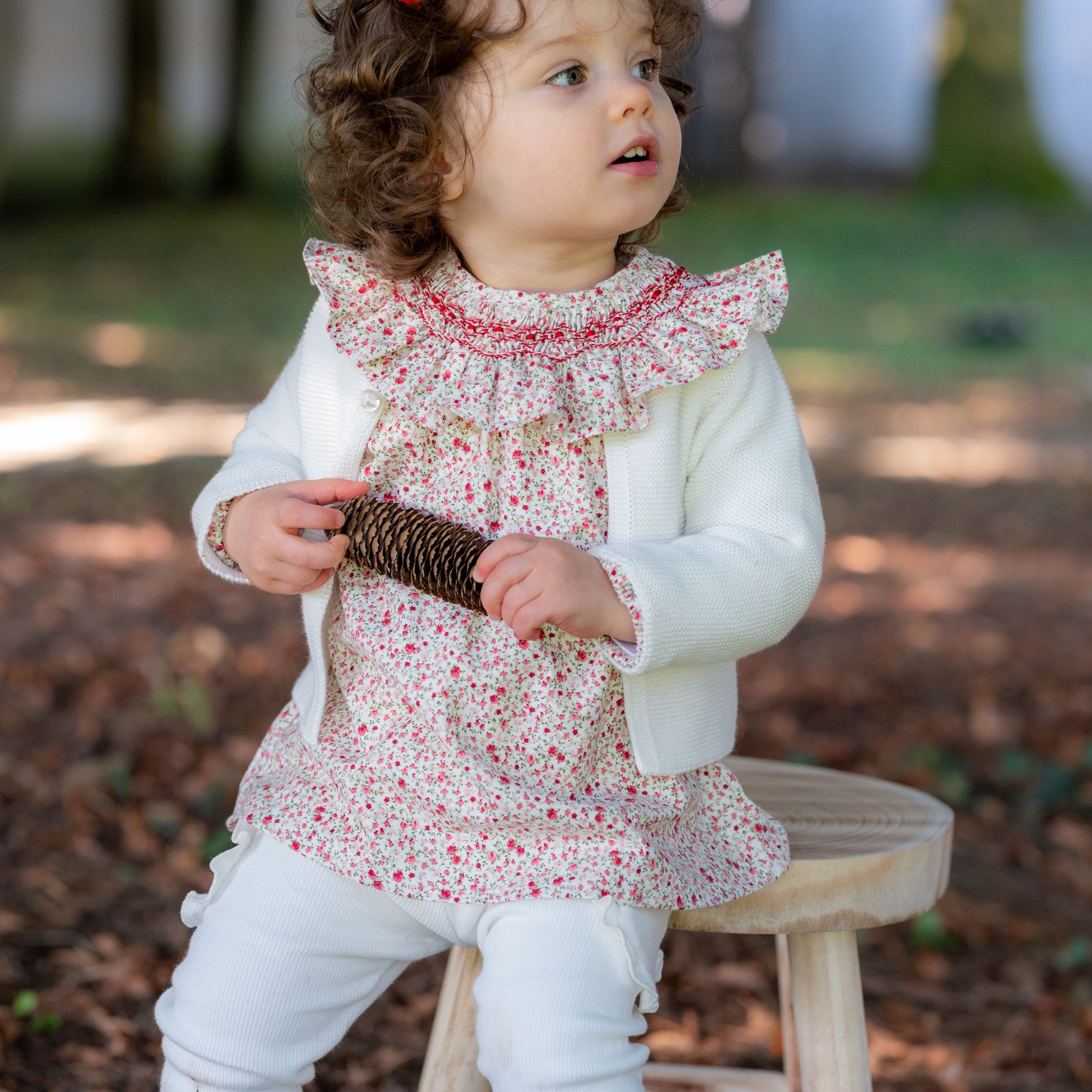 COLEEN | Girls Ivory Ribbed Jersey Leggings