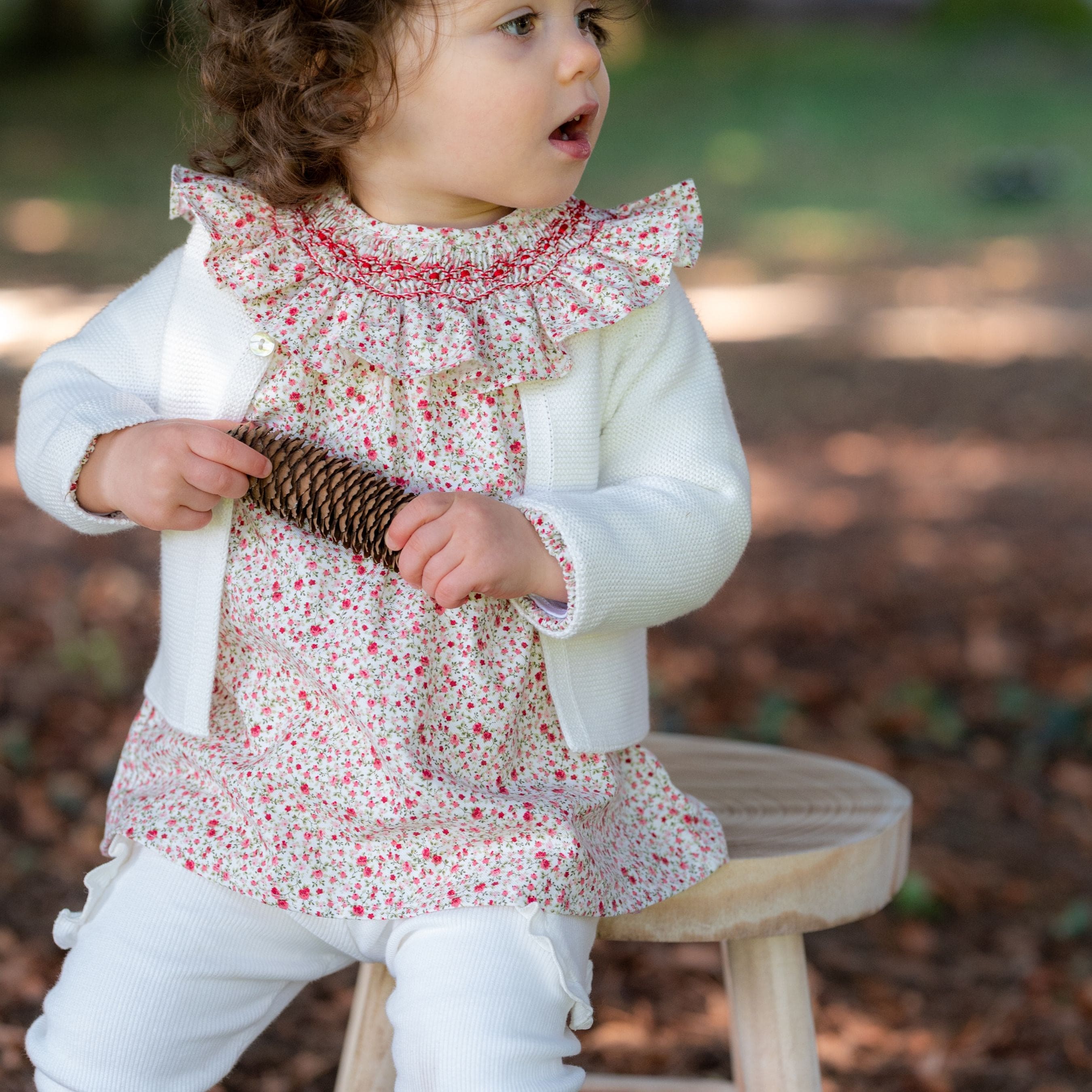 COLEEN | Girls Ivory Ribbed Jersey Leggings
