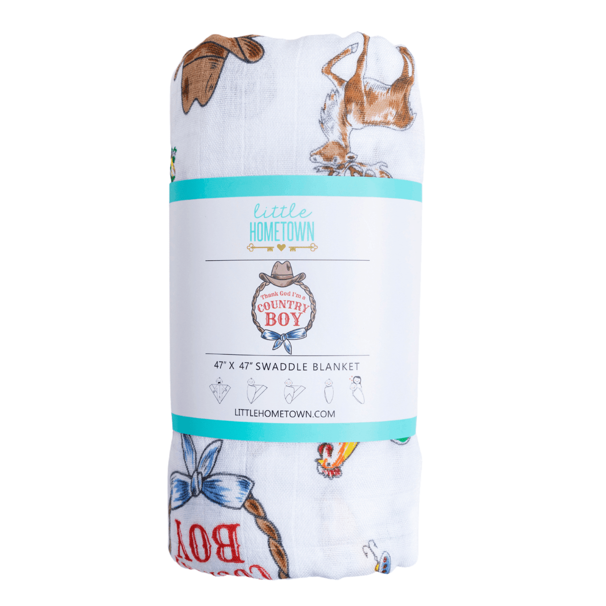 Country Boy Baby Gift Set: Muslin Swaddle & Bib | Organic Cotton
