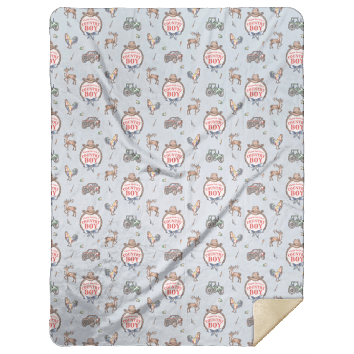 Country Boy Plush Throw Blanket 60x80 Soft Hometown Home Accent