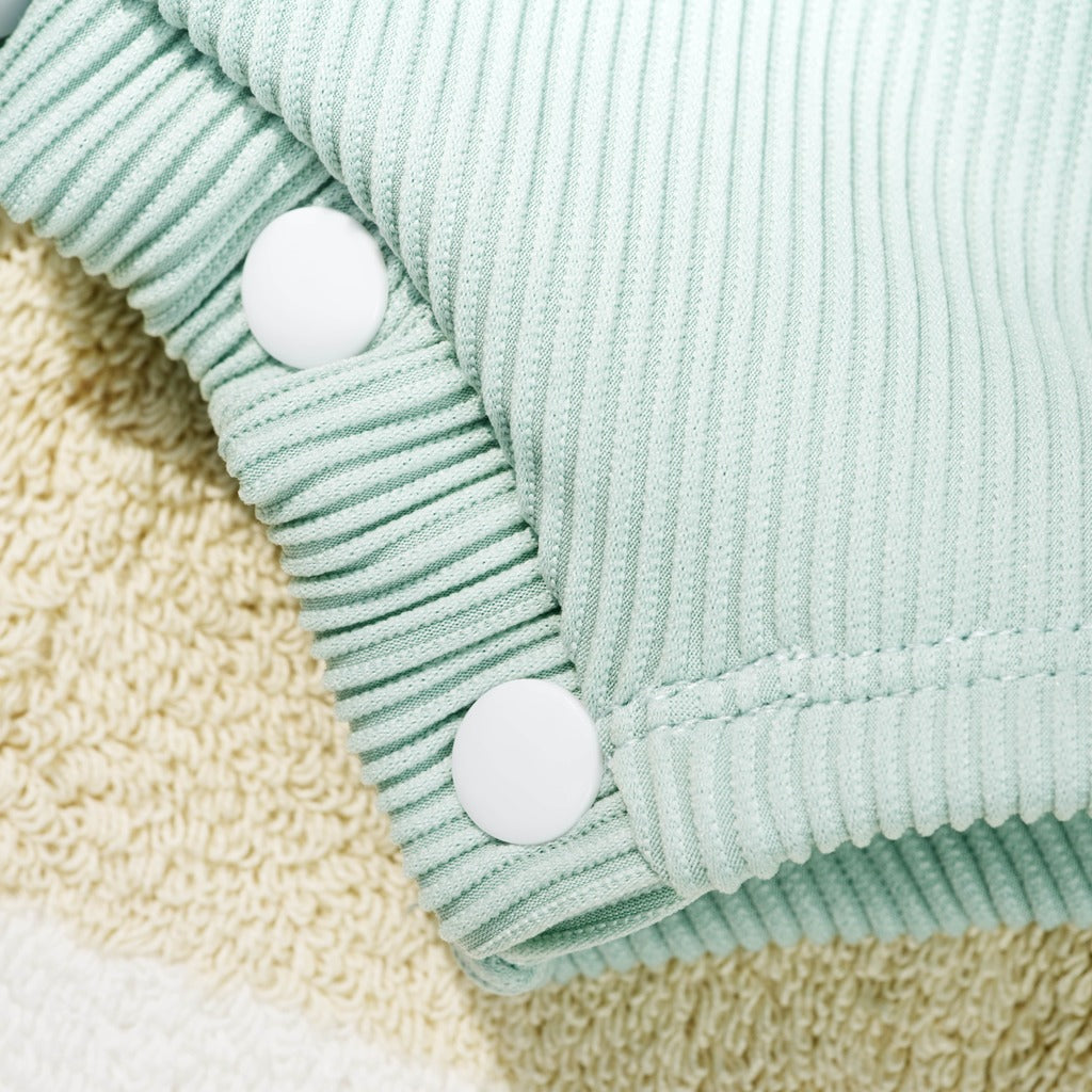 Ribbed Long-Sleeve Swimsuit for Baby · Rash Guard · Shorts · Gender-Neutral · Mint Color