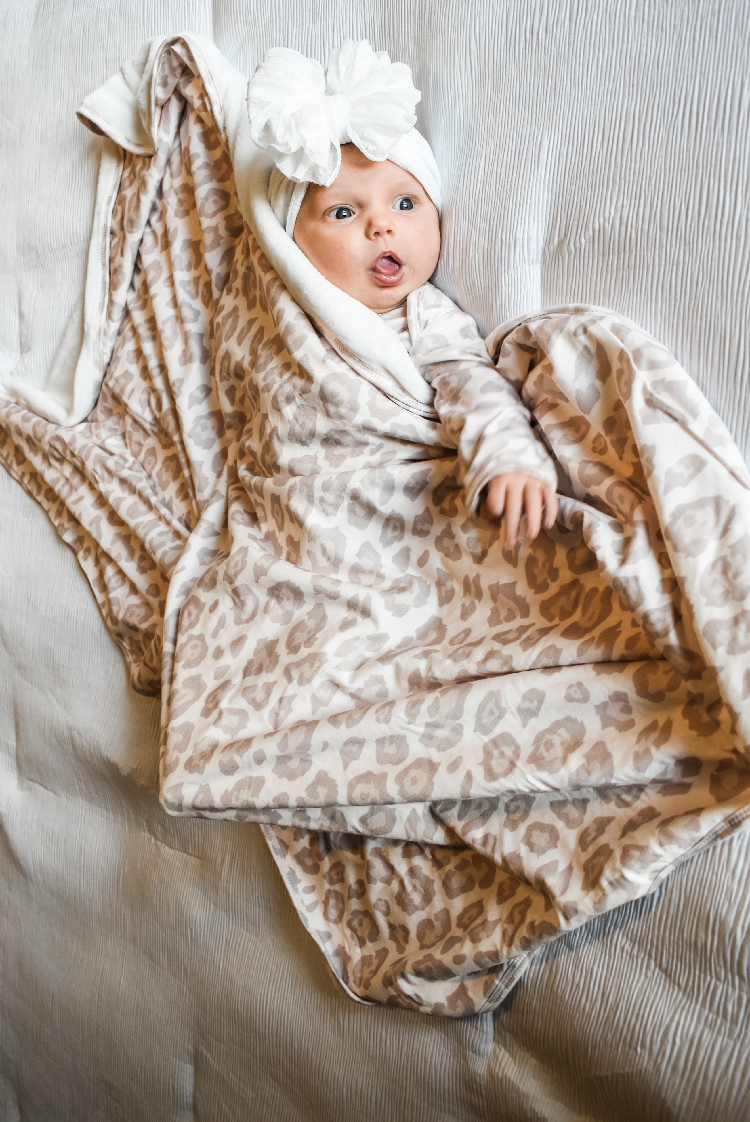 Natural Leopard | Plush Swaddle Blanket