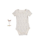 The Printed Short Sleeve Onesie - Dusty Blue Floral