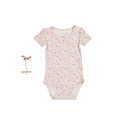 The Printed Short Sleeve Onesie - Dusty Mauve Floral