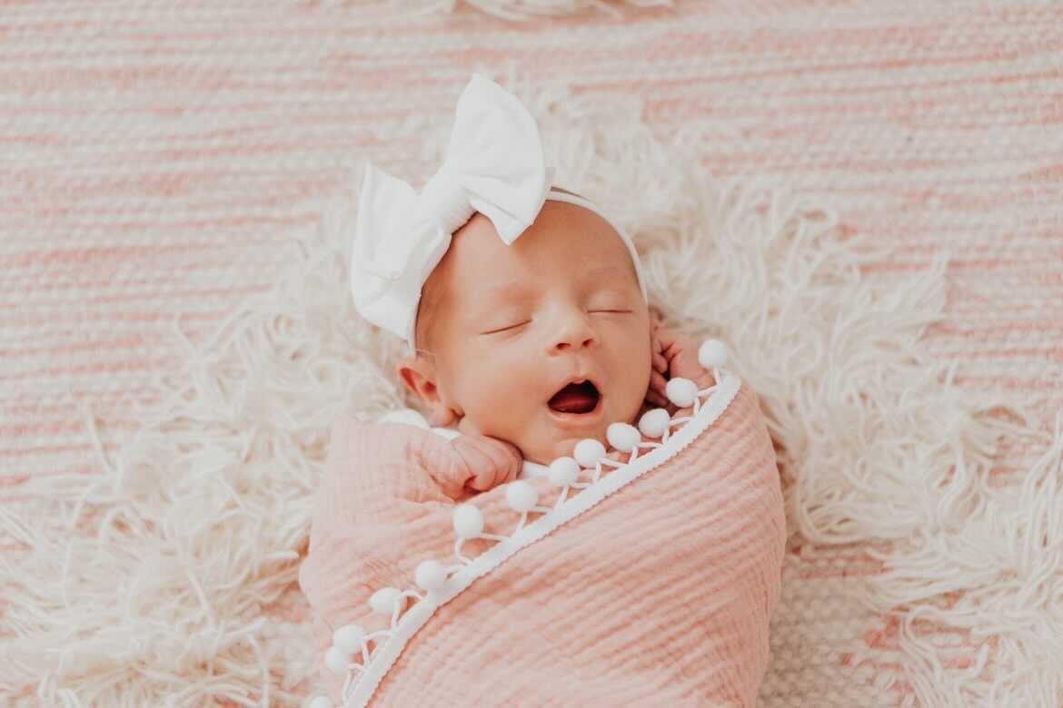 Dusty Pink Pom Swaddle Blanket