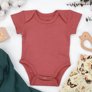 Organic Cotton Short Sleeve Baby Bodysuit, Dusty Rose
