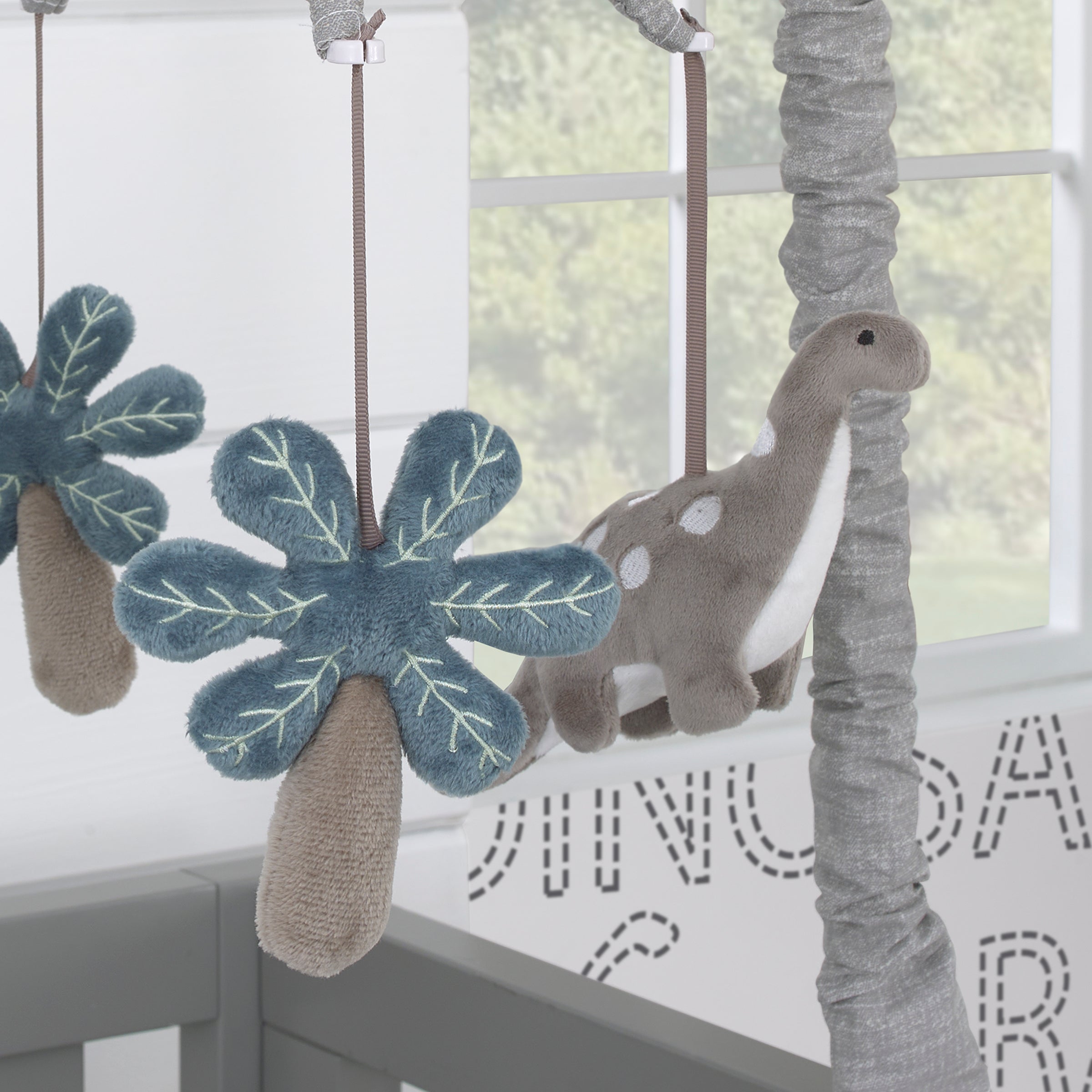 Baby-Saurus Gray Brontosaurus and Palm Tree Musical Mobile