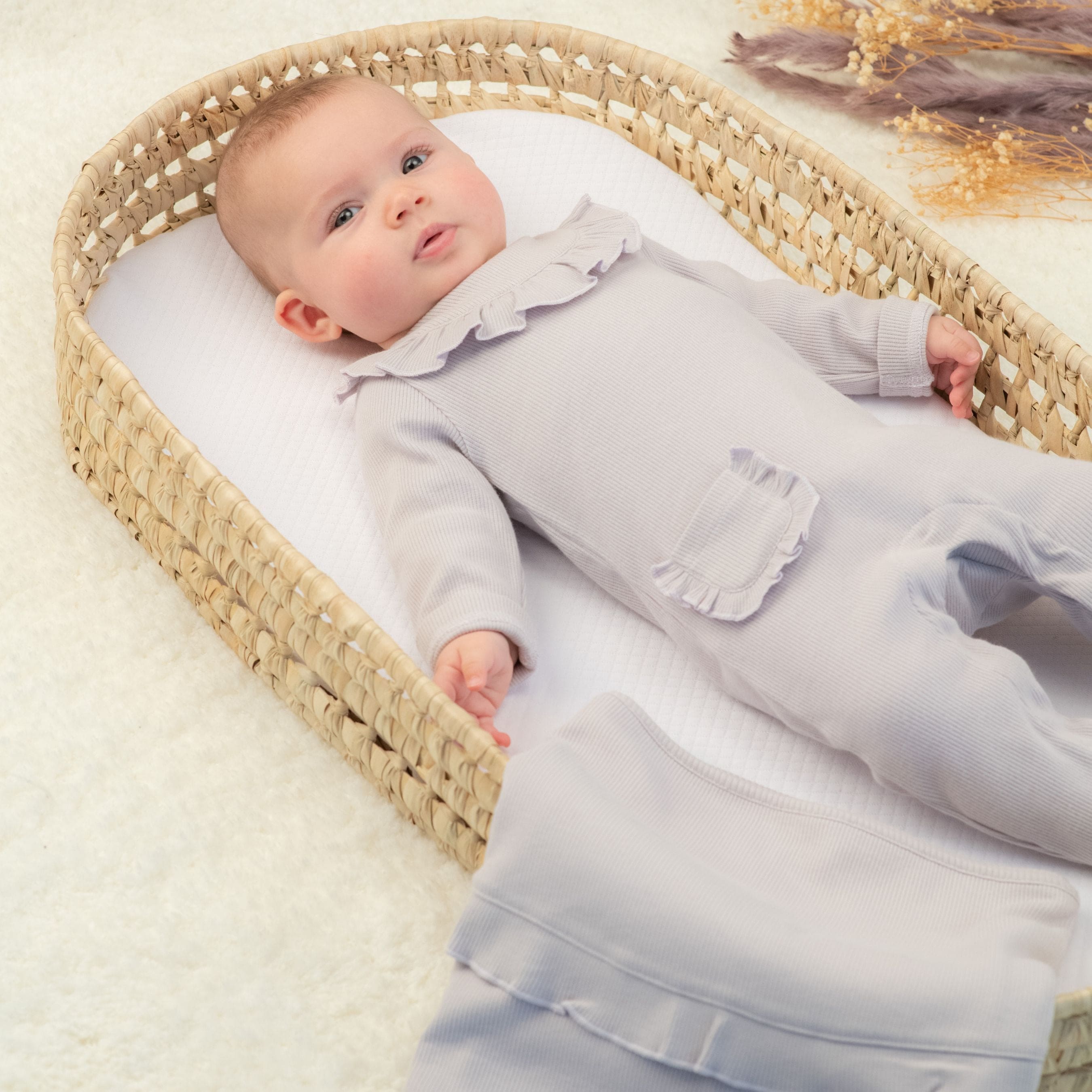 EMILIA | Baby Girls Lilac Ribbed Cotton All-in-One Set (3)