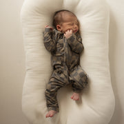 Bamboo Zip Pajamas | Faded Brown Checkerboard