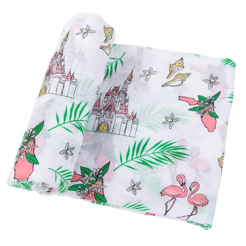 Florida Newborn Gift Set: Muslin Swaddle & Bib (Floral)