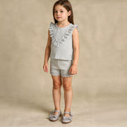 Organic Ruffle Top & Shorts Set - Fog